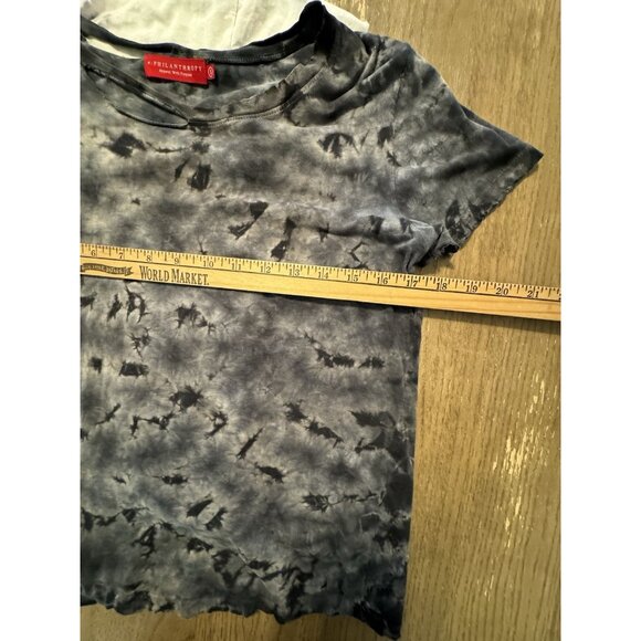 n: philanthropy Set of 2 T shirts Distressed Black White Marbled Tie Dye Tops - Picture 3 of 13